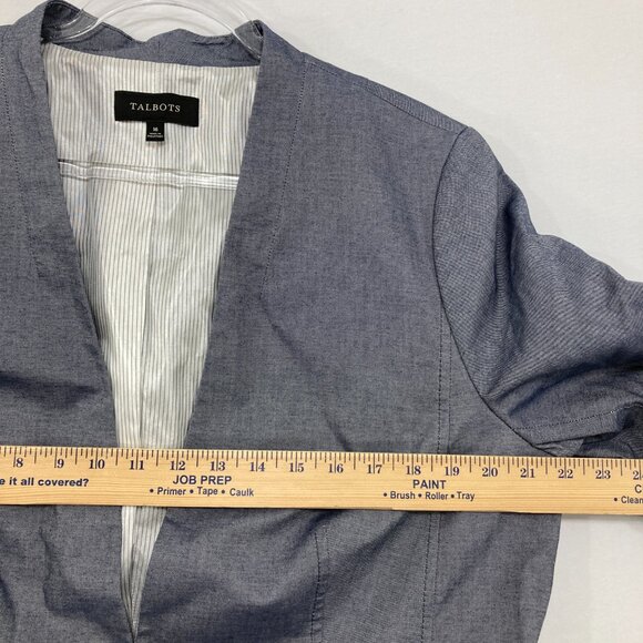 Talbots size 16 Gray Collarless Cotton Jacket Blazer Office Career Business - Picture 7 of 11
